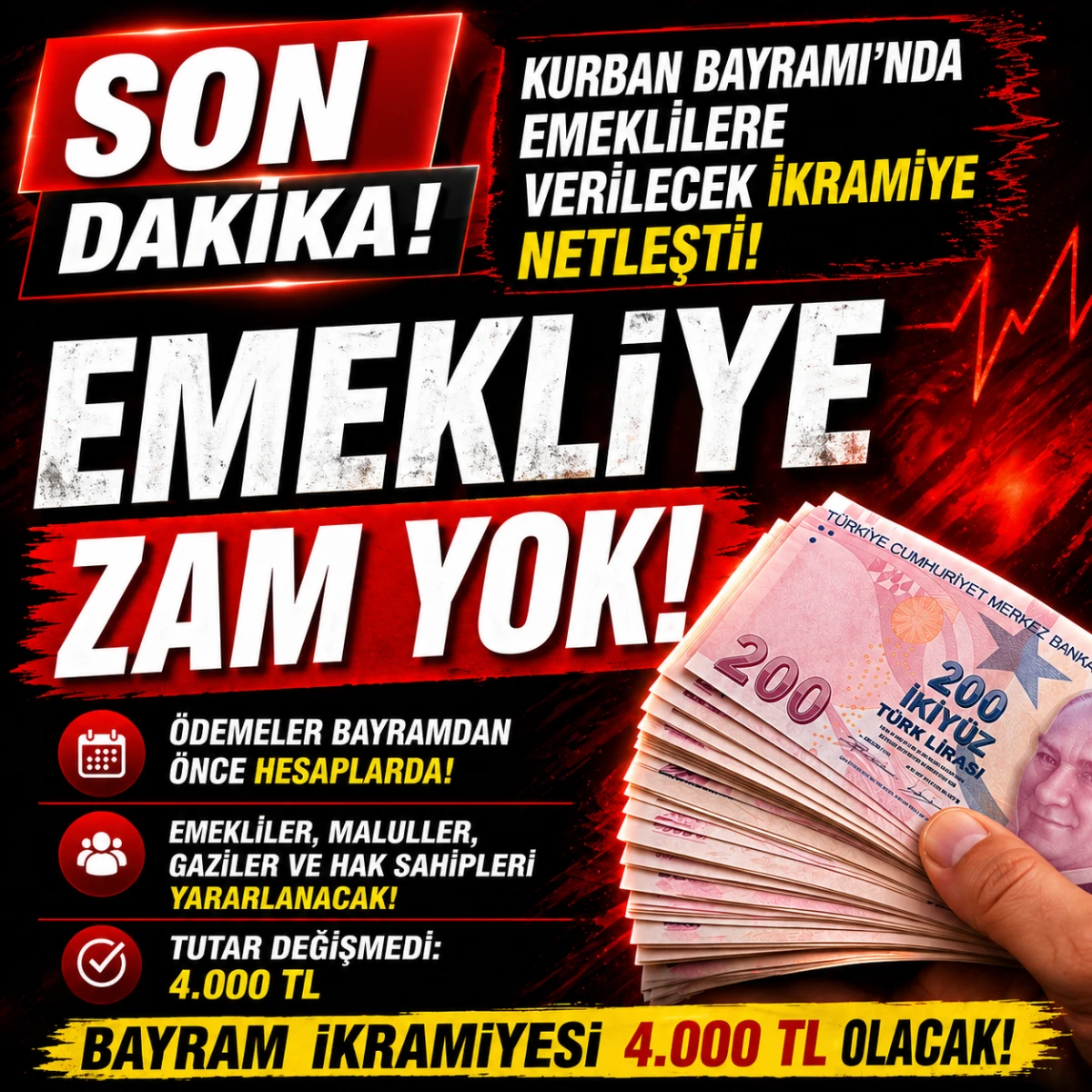 Emekliye Bayram İkramiyesi Netleşti: Zam Bekleyenlere K&ouml;t&uuml; Haber