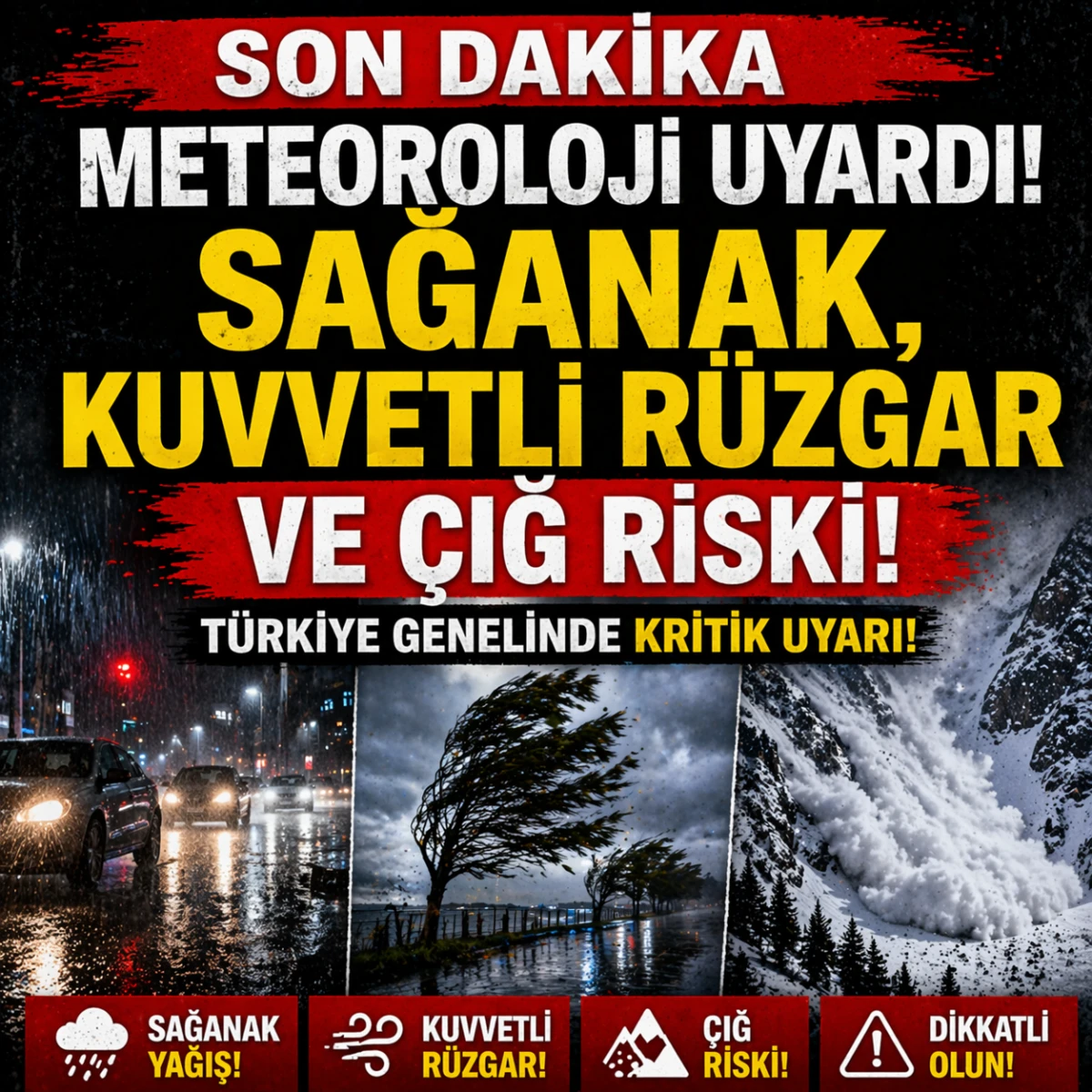 Meteoroloji Alarmda: Bazı B&ouml;lgelerde Kuvvetli Yağış ve R&uuml;zgar Bekleniyor